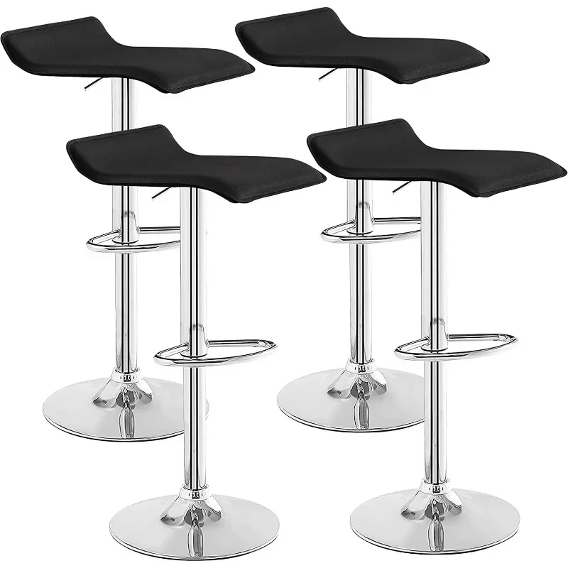 Bar Stools Set of 4, Armless Adjustable Swivel Barstools, Modern Backless Counter Height Stools for Kitchen, Island, Bar, White