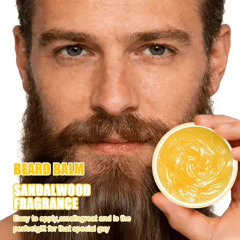 【Herbst- und Winter-Anti-Trockenheits-, Anti-Frizz- & Multi-Effekt-All-In-One】Premium-Sandelholz-Bartbalsam für Männer, 20g, fester Balsam, glättet Frizz sofort mit nur einem Auftragen, spendet sofortige Feuchtigkeit, macht den Bart weich, glättet Frizz, bietet einen moderaten Styling-Effekt, 72 Stunden lang anhaltende Feuchtigkeitspflege, beseitigt trockene, gespaltene Enden und Frizz, ermöglicht die einfache Gestaltung verschiedener Bartstile, geeignet für Dating und tägliche Bartpflege. – Detail 3