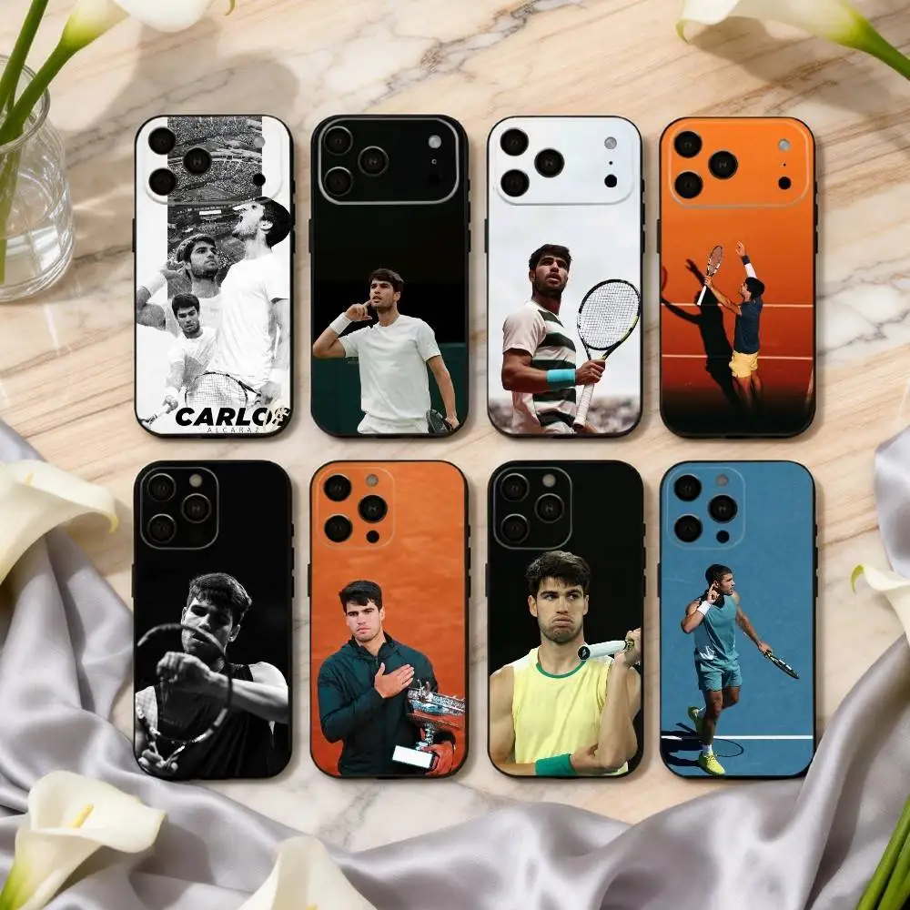 Tennis C-champion C-Carlos A-Alcaraz Phone Case For iPhone 17,16,15,14,13,12,11 Plus,Pro Max,XS,Soft Silicone Black Cover