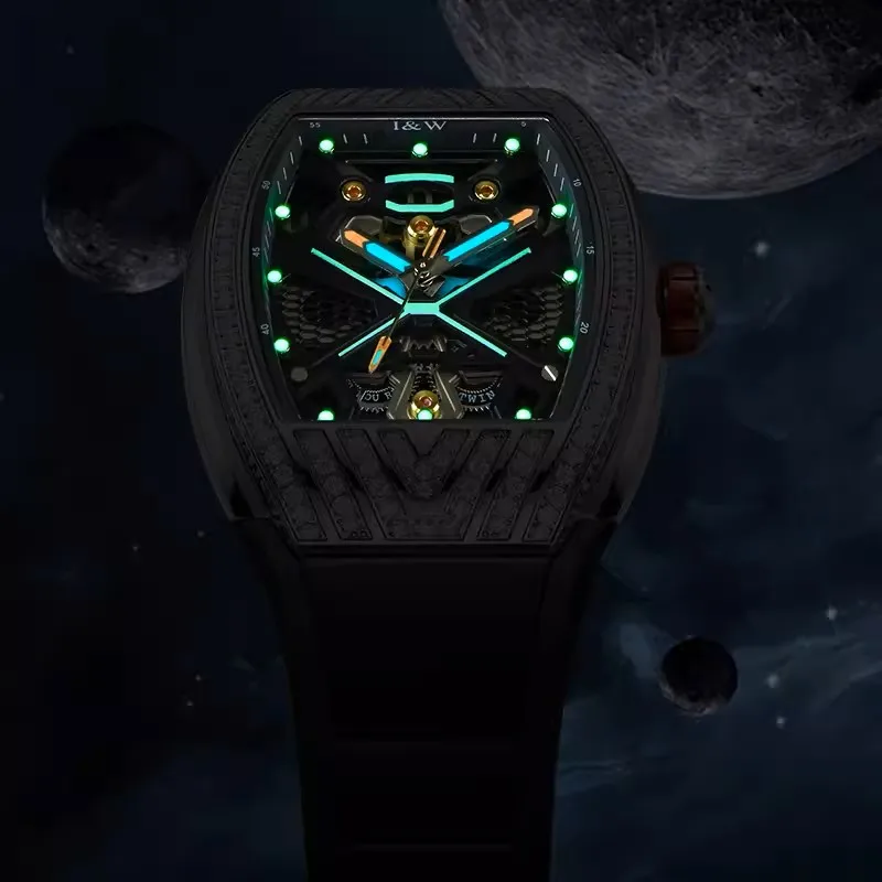 IW Top Luxury Men\'s Mechanical Watch Waterproof Luminous Rubber Belt Sports Fashion Automatic Watch for Men Luminous Wristwatch