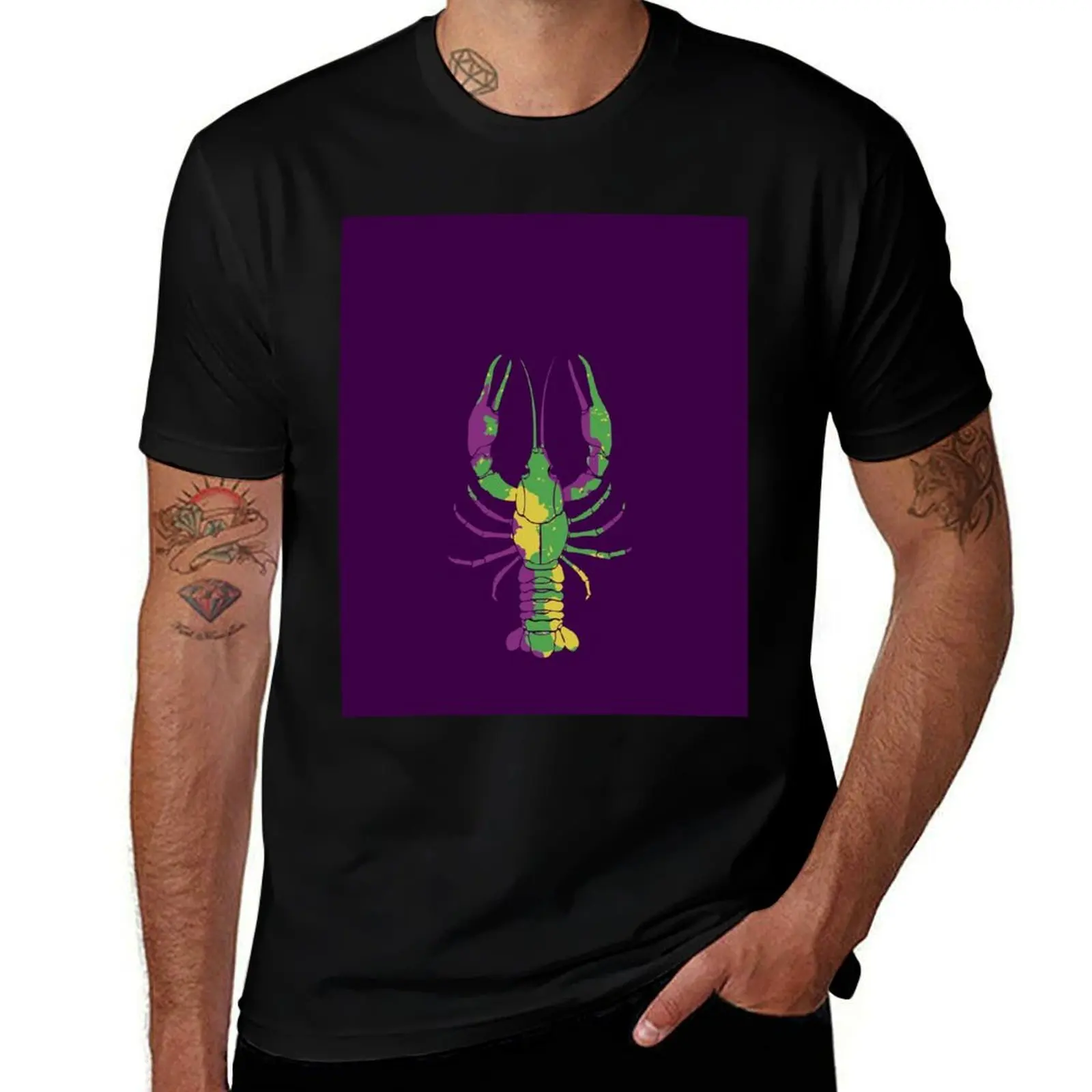 

Colorful Mardi Gras Crawfish T-Shirt Casual Minimalist Short Sleeve Top