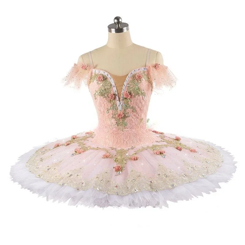 Wunderschönes Dornröschen-Professionelles internationales Ballett-Wettbewerbskleid Tutu Prinzessin Honigrosa Ballettkleid für Mädchen