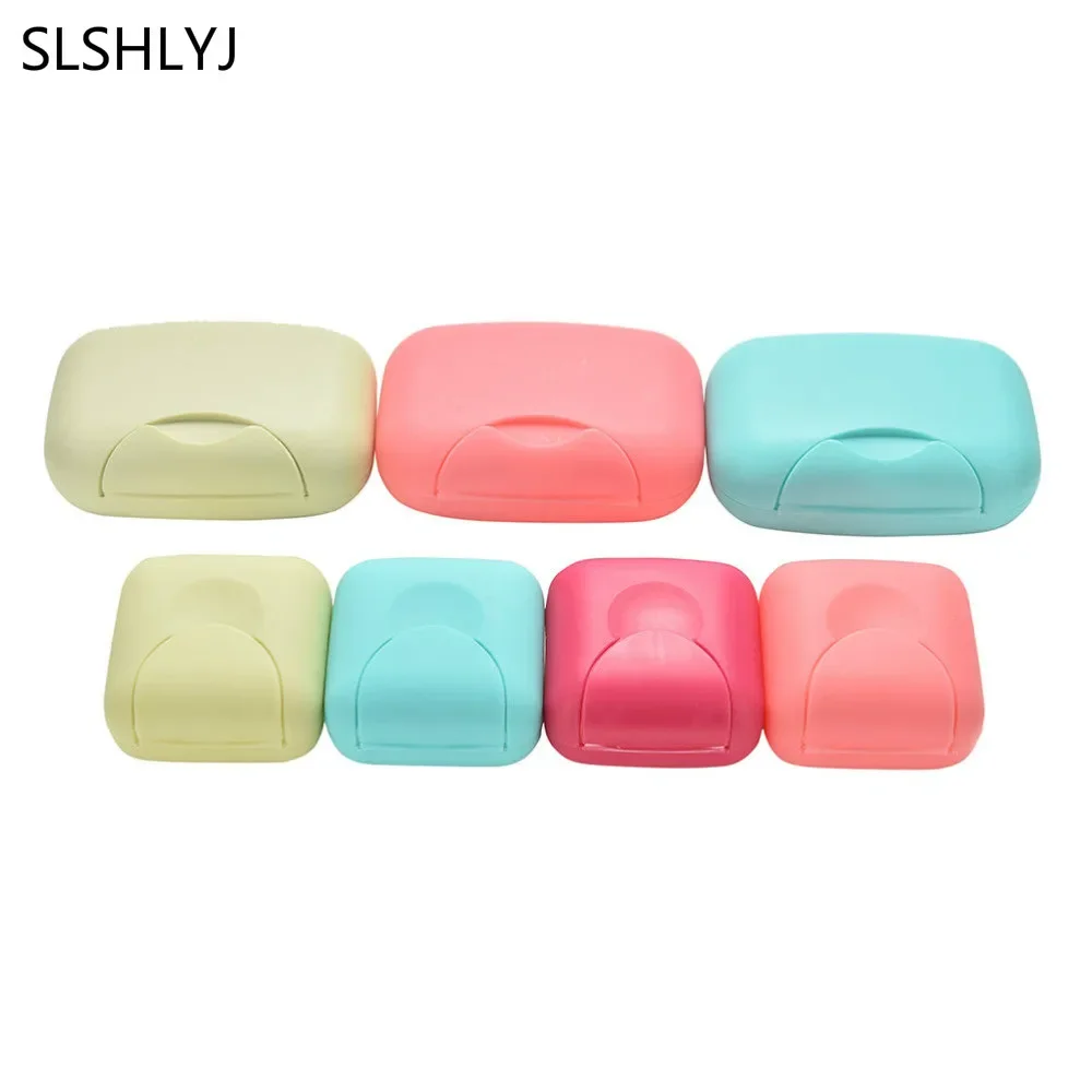 

4-color Mini Bathroom Tray Box Family Shower Travel Hiking Bracket Container Travel Portable Soap Face Soap Box with Lid Seal