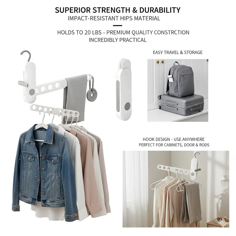 Portable Folding Clothes Drying Rack - Travel Essentials For Laundry Collapsible With Hook - Clothes Rack RV Essentials