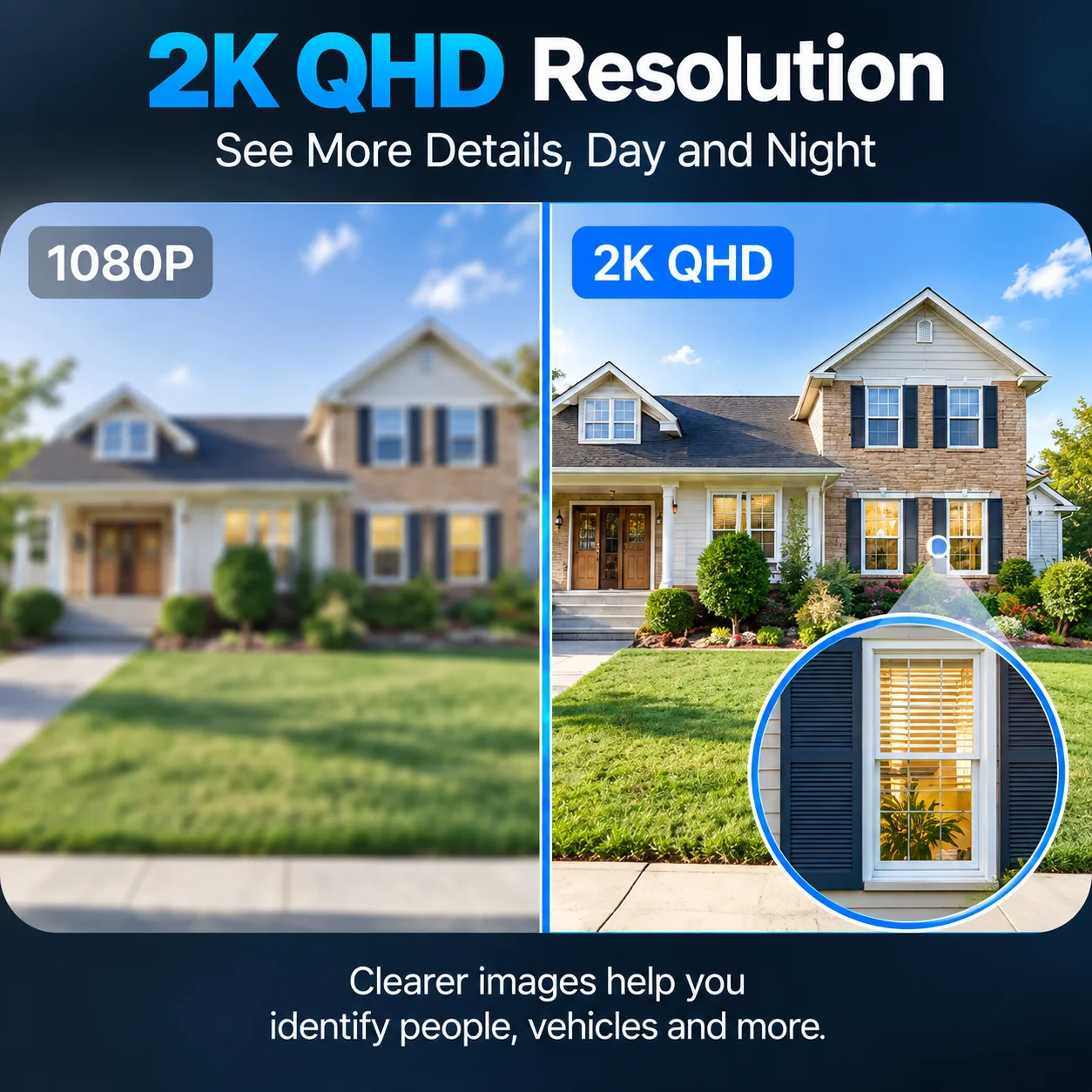 2K Window Security Camera 2.4G/5GHz WiFi Full Color Night Vision AI Human Detection Two-Way Audio Home Pet Monitor