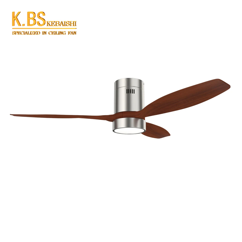 

Hot Selling Decoration Modern Electric Home 3 Solid Wood Blade Ceiling Fan With LED Light