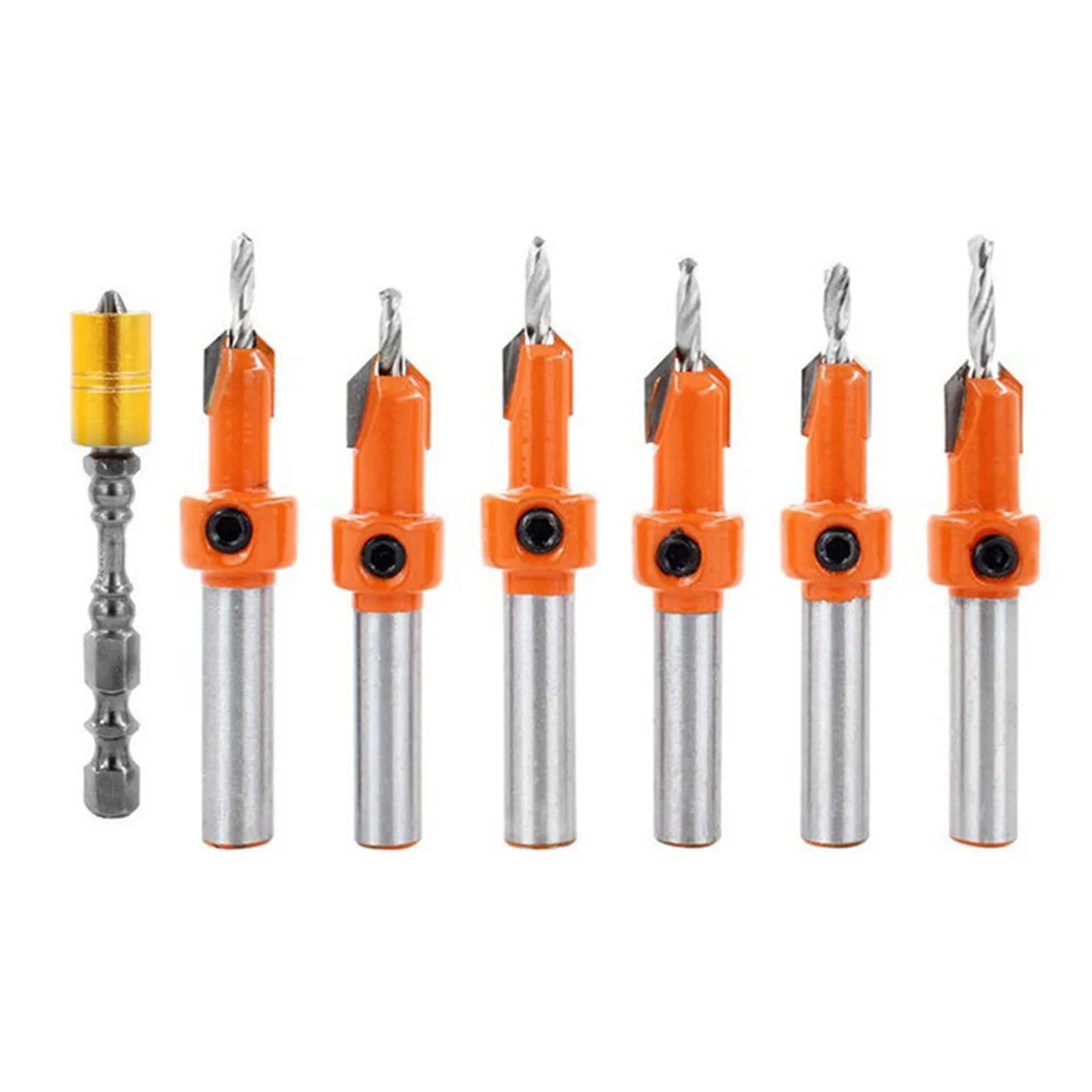 Counterbore Drill Taper Drill Set Woodworking Opener Set Hexagon Screw Hardware Tools Counterbore Drill 7PC