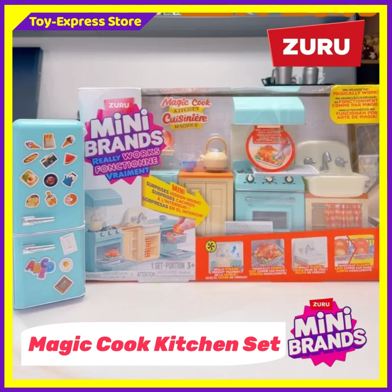 Zuru Mini Brands Magic Cook Kitchen Toy Set Really Works Pretend Cooking Playset Micro Scale Collectible Ornament Kids Toy Gift