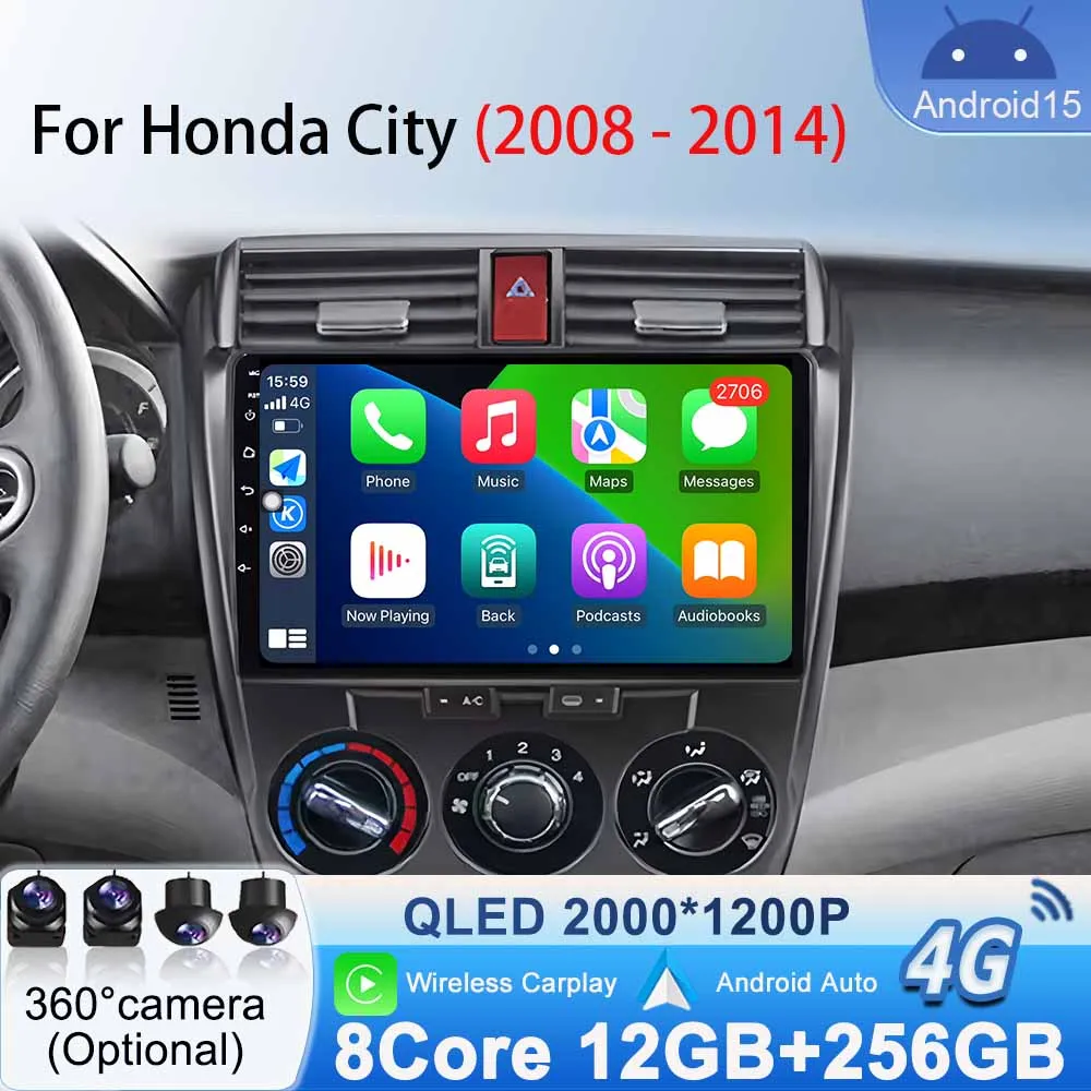 

WIFI Head Unit for Honda City 2008 2009 2010- 2014 Car Radio DSP Multimedia Video Stereo Player Wireless Carplay Android Auto BT