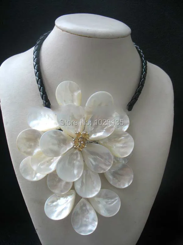 

white drop flower and stone necklace 130mm 18inch gift wholesale beads big flower