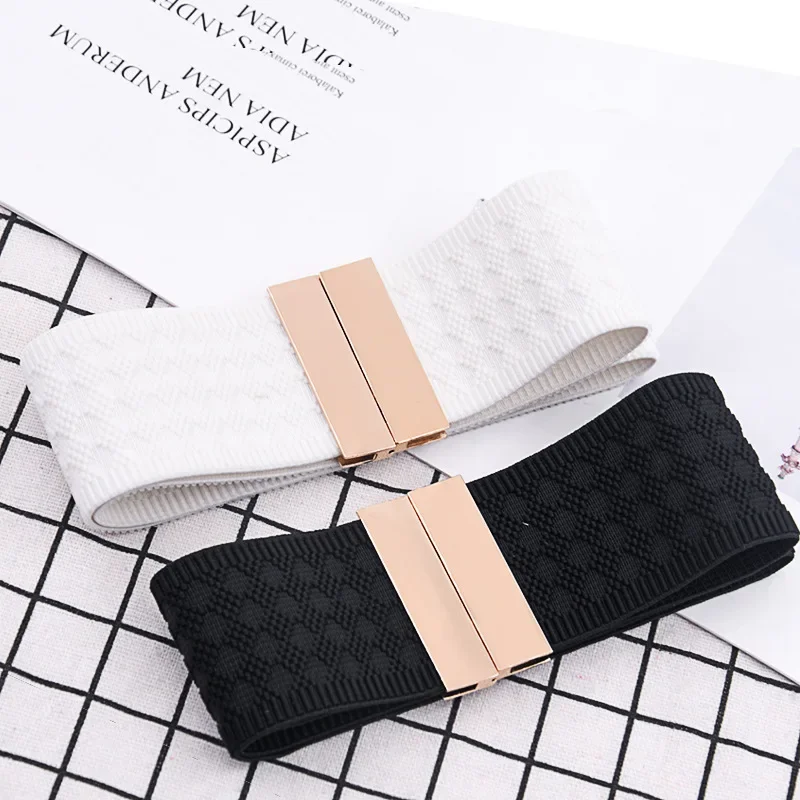 

Womens 6cm Wide Belt Elastic Stretch Cinch Waistband Lady Cummerband Skinny Soft Around Waist Band Simple Femme Dress