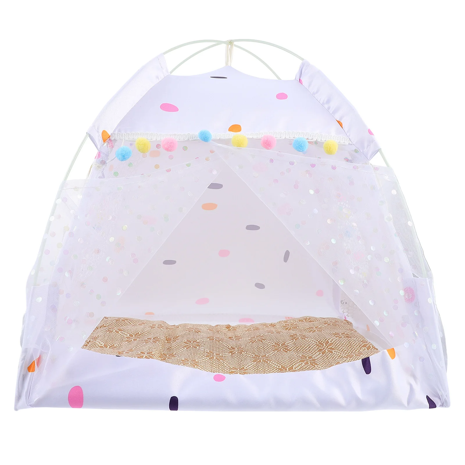 

Dog Summer Tent Cat Bed White Spots M Size Foldable Pet Tent Indoor Outdoor Nest Hut Comfortable Pet House