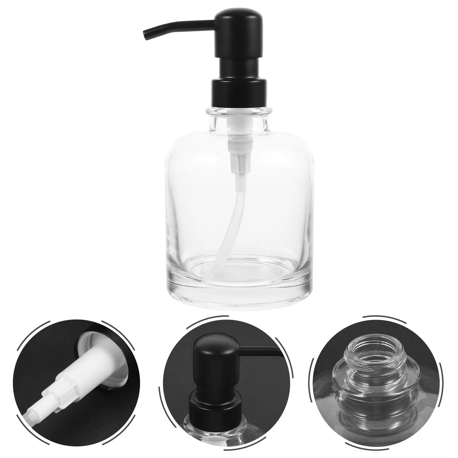 2Pcs Premium Glass Lotion Dispenser Press Type Soap Dispenser Bottle for Home Office Travel Refillable Shampoo Hand Soap Liquid