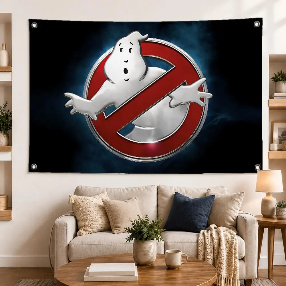 Movie G-Ghostbusters Flags Large Wall Hanging Tapestry Banner Room Decor Print for Bedroom Living Room Outdoor