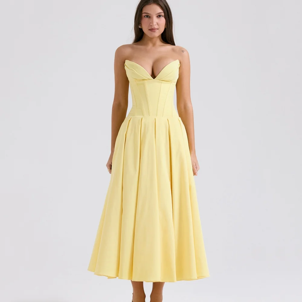 

Простые платья для выпускного вечера по индивидуальному заказу, вечерние платья с V-образным вырезом, вечернее платье без рукавов, длиной до середины икры, Vestido De Novia