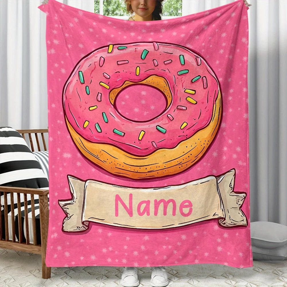 Cute Donut Sprinkle Throw Blanket Pink Aesthetic Nursery Bedding Throw Cozy Couch Decor Gift for Baby Girls Home Accent