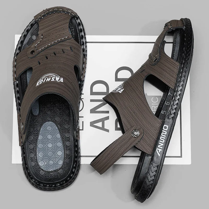 Men Sandals Genuine Split Leather Men Beach Sandals Brand Men Casual Shoes Flip Flops Men Slippers Sneakers Summer Shoes