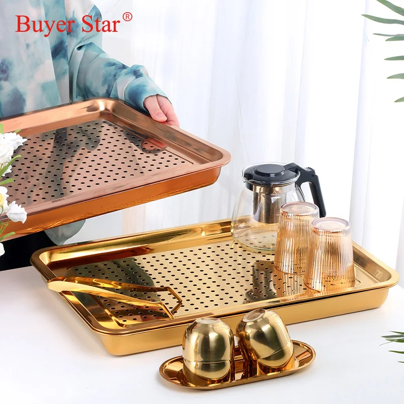 Chinese Stainless Steel Tea Tray Drainage Water Storage Kung Fu Tea Set Household Tea Board Storage For Ceremony Teaware Tool