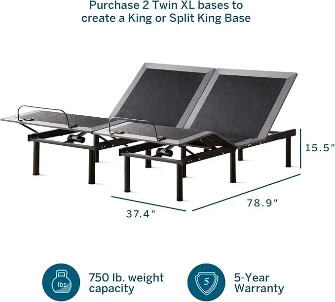 L150 Adjustable Base – Bed Frame with Head and Foot Incline – Wireless Remote Control – Premium Quiet Motor, for The Senior