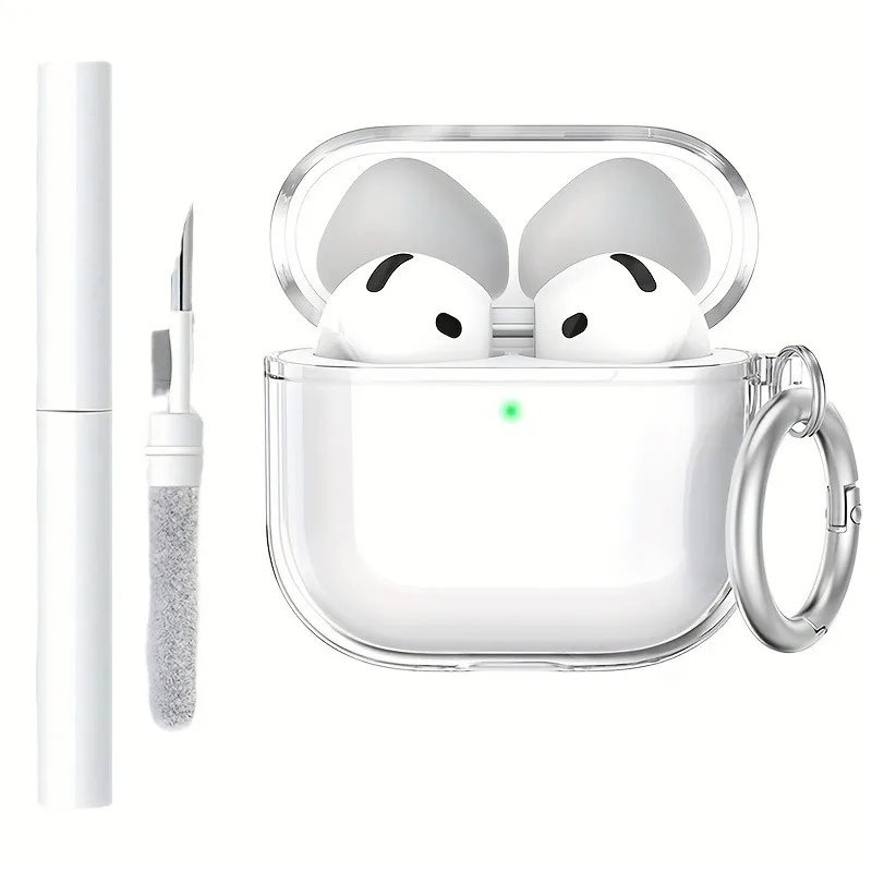 Case For AirPods 3/4 Earphone Soft TPU Clear Protective Cover with Cleaner Kit Keychain For AirPods Pro/Pro2 Protective Cover