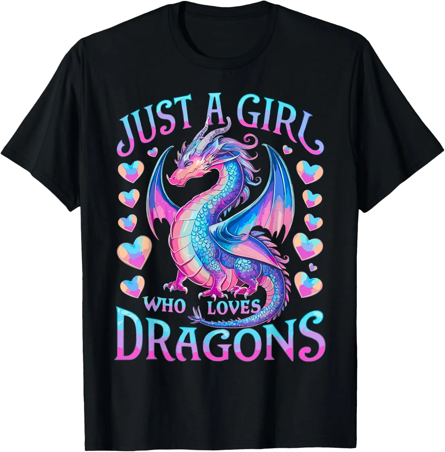 Just A Girl Who Loves Dragons Cute Dragon T-Shirt 100% Cotton Trendy Y2K Short-Sleeve Tee – Soft, Quick-Drying, &