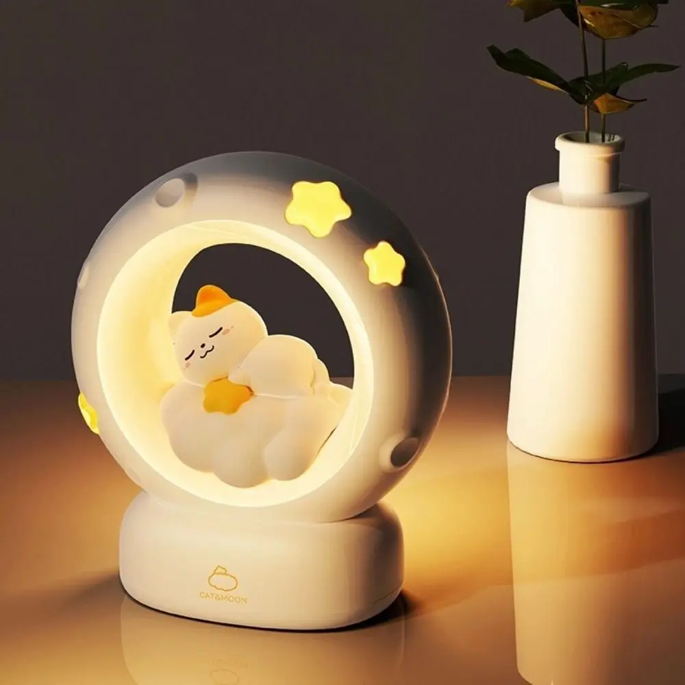 USB Charging Rabbit Cat Night Light Soft Light Eye Protection Cartoon Rabbit Lamps Adjustable Brightness Decorative
