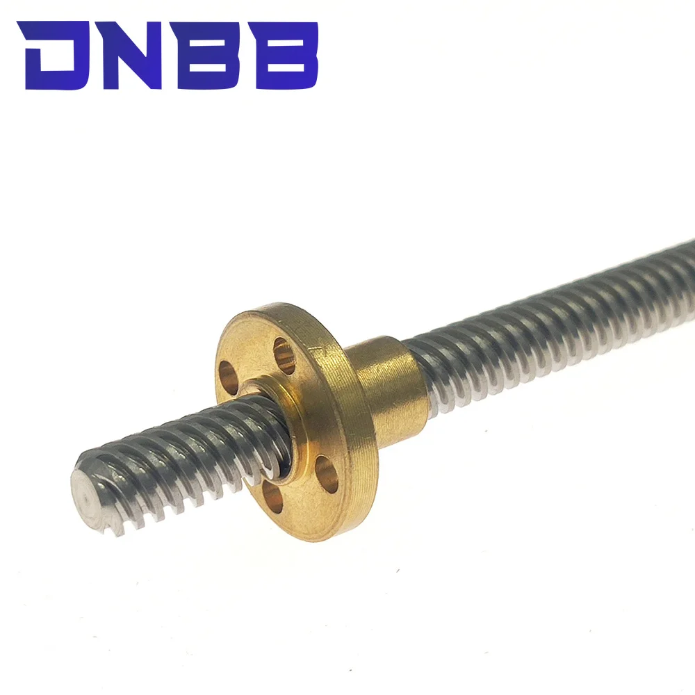 CNC 3D Printer T8 Lead Screw Pitch 2mm Lead 8mm 304 steel Length 150mm 200mm 250mm 300mm 350mm 400mm 450mm 500mm with Brass Nut