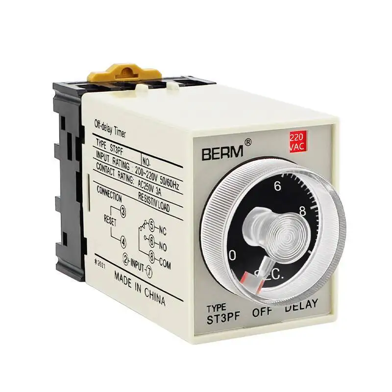 

Реле времени задержки отключения питания ST3PF Регулируемый таймер высокого качества с базой сброса в комплекте DC 12 В 24 В переменного тока 220 В
