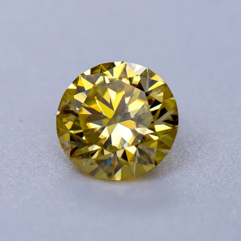 

Moissanite Loose Stone Round Cut Lemon Yellow Colour Gemstone Lab Created Diamond Jewelry Making Materials With GRA Certificate