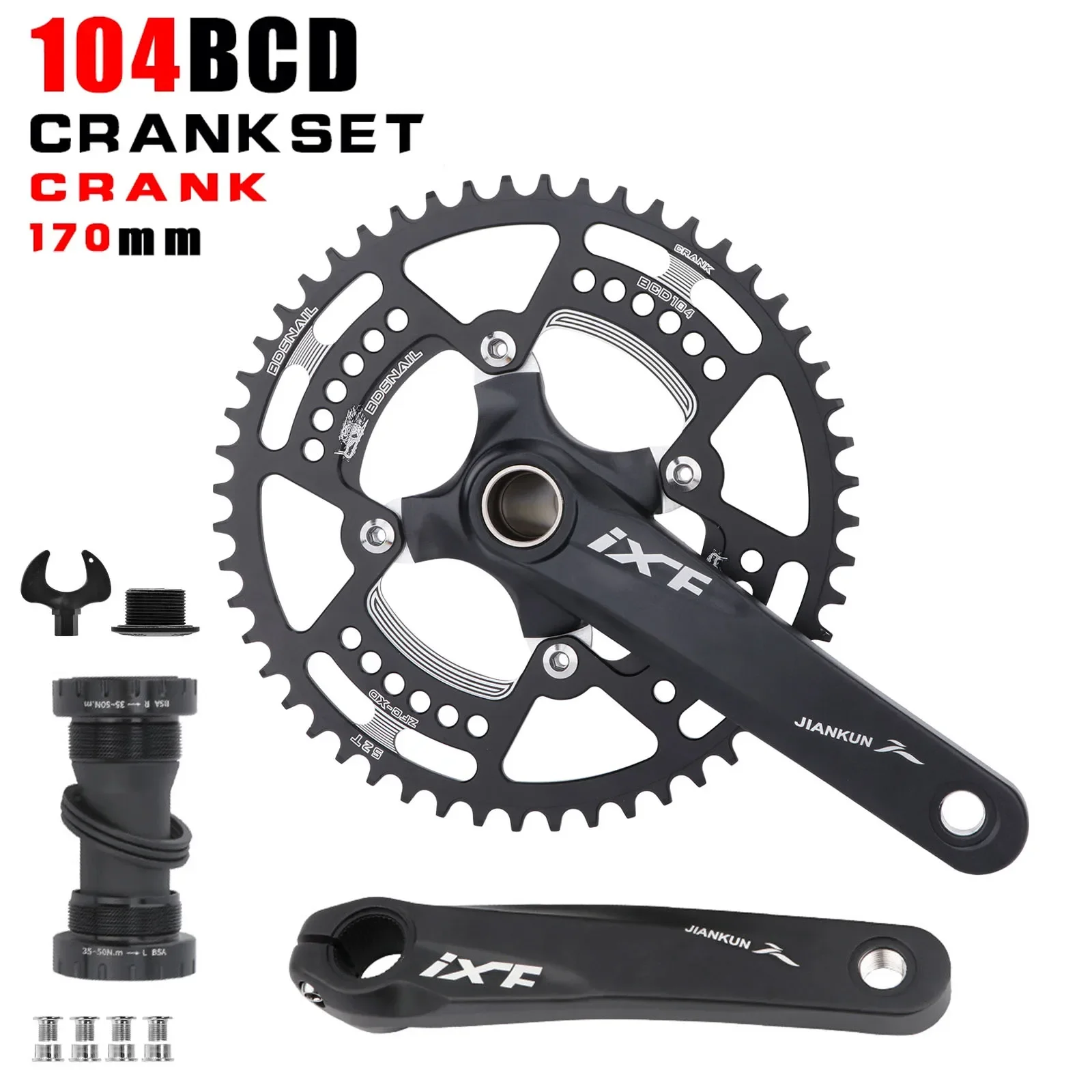 MTB Bicycle crankset Integrated Hollowtech 104 Bcd Crank single Crowns Mountain Bike Connecting Rods 32/34/36/38/40/42T