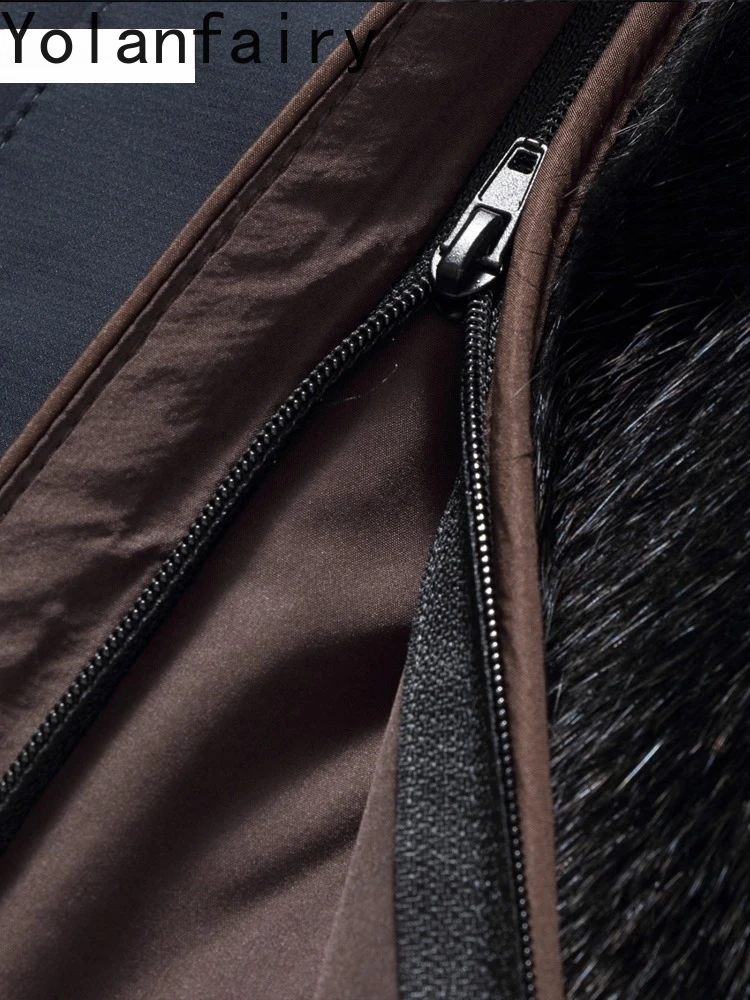 YOLANFAIRY Parka in pelliccia naturale Abbigliamento uomo Inverno Staccabile Fodera in pelliccia di visone Cappotto Uomo Cappuccio Giacca di pelliccia calda Parka Chaqueta Hombre