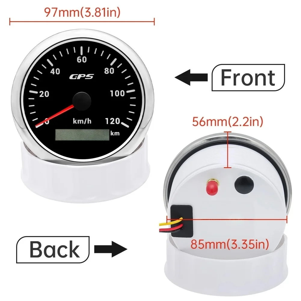 85MM For GPS Speedometer for Motorcycle Marine Boat for Truck 7 Color LED Backlight ABS Housing 0-120km/h Digital Meter