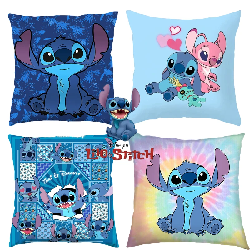 New Anime Disney Stitch Cushion Cover Kawaii Lilo & Stitch Printed Pillowcase Cartoon Frozen Elsa Cushion Cover 45x45cm