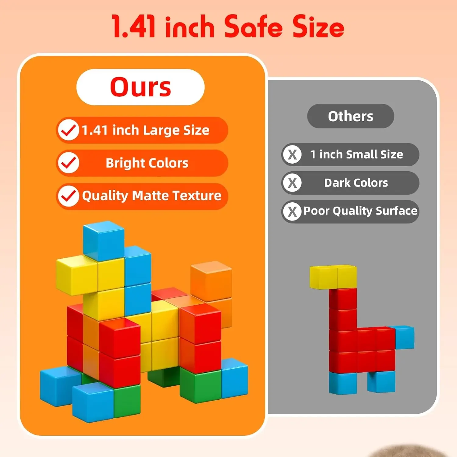 Magnetic Blocks 1.41 inch 3.6cm Large Magnetic Building Block for Toddlers Boys Girls Magnetic Cubes 2024 Best Gift for Children