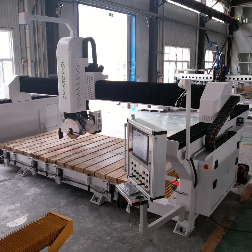 Machine de découpe CNC à 5 axes pour le traitement du granit, du marbre, du quartz, des plans de travail de cuisine, des trous pour éviers et des trous pour cuisinières