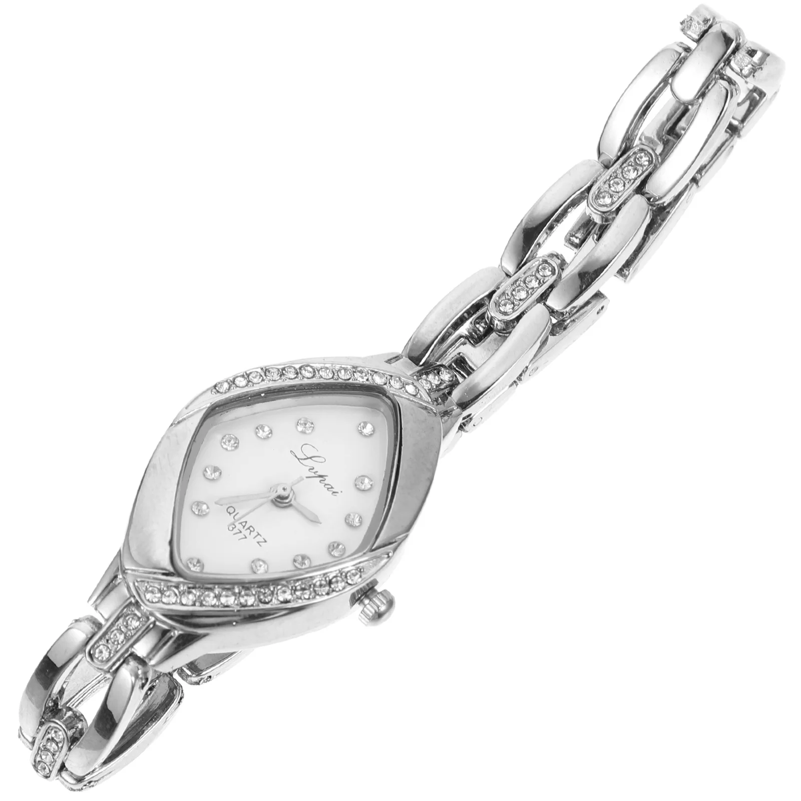 P128 Women's Rhinestone Wrist Watches Steel Bracelet Analog Quartz (Silver White) p128 quartz watch women quartz watch