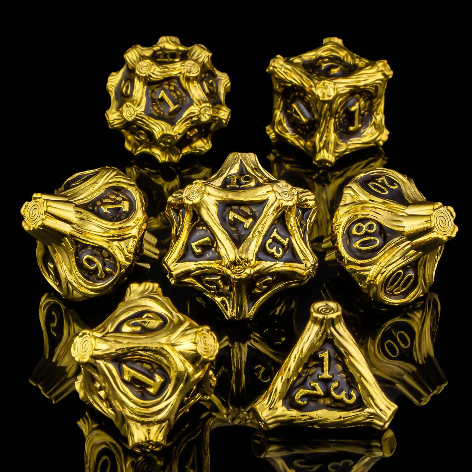 

DND Metal Dice Set, 7Pcs Tree Root Design Dungeon and Dragon Dice Set for Role Playing, Polyhedral D&D Dice D4 D6 D8 D10 D12 D20