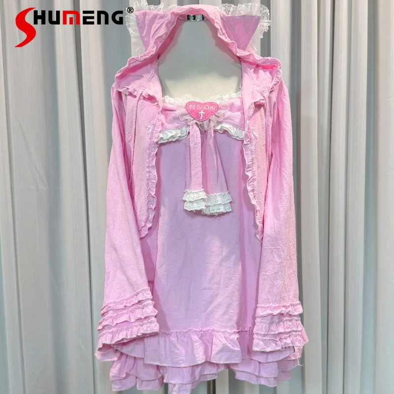 

New Original Cross Heart Design Retro Doll Style Cake Dress Sweet Vintage Cute Loose Princess Dresses Daily Wear For Young Girls