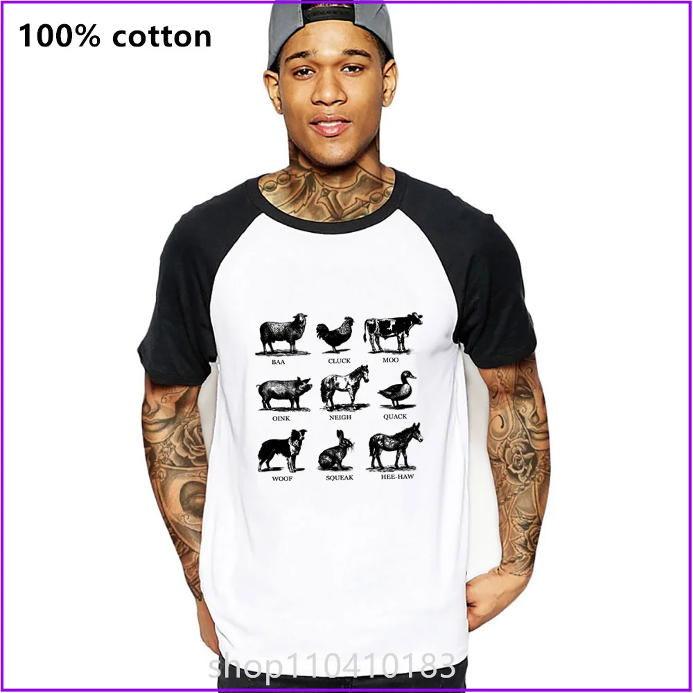 Baa Cluck Moo Oink Neigh Quack Woof Squeak Hee Haw Farmlife T Shirts For Men'S Women Tshirt T-Shirt Manufacturers Custom Sports