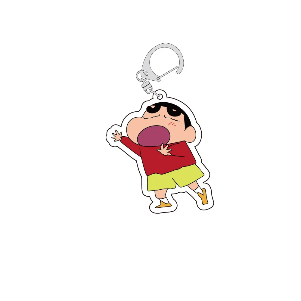 Crayon shin chan popular dos desenhos animados anime acrílico dupla face chaveiro mochila decoração acessórios festa neutra presente de aniversário