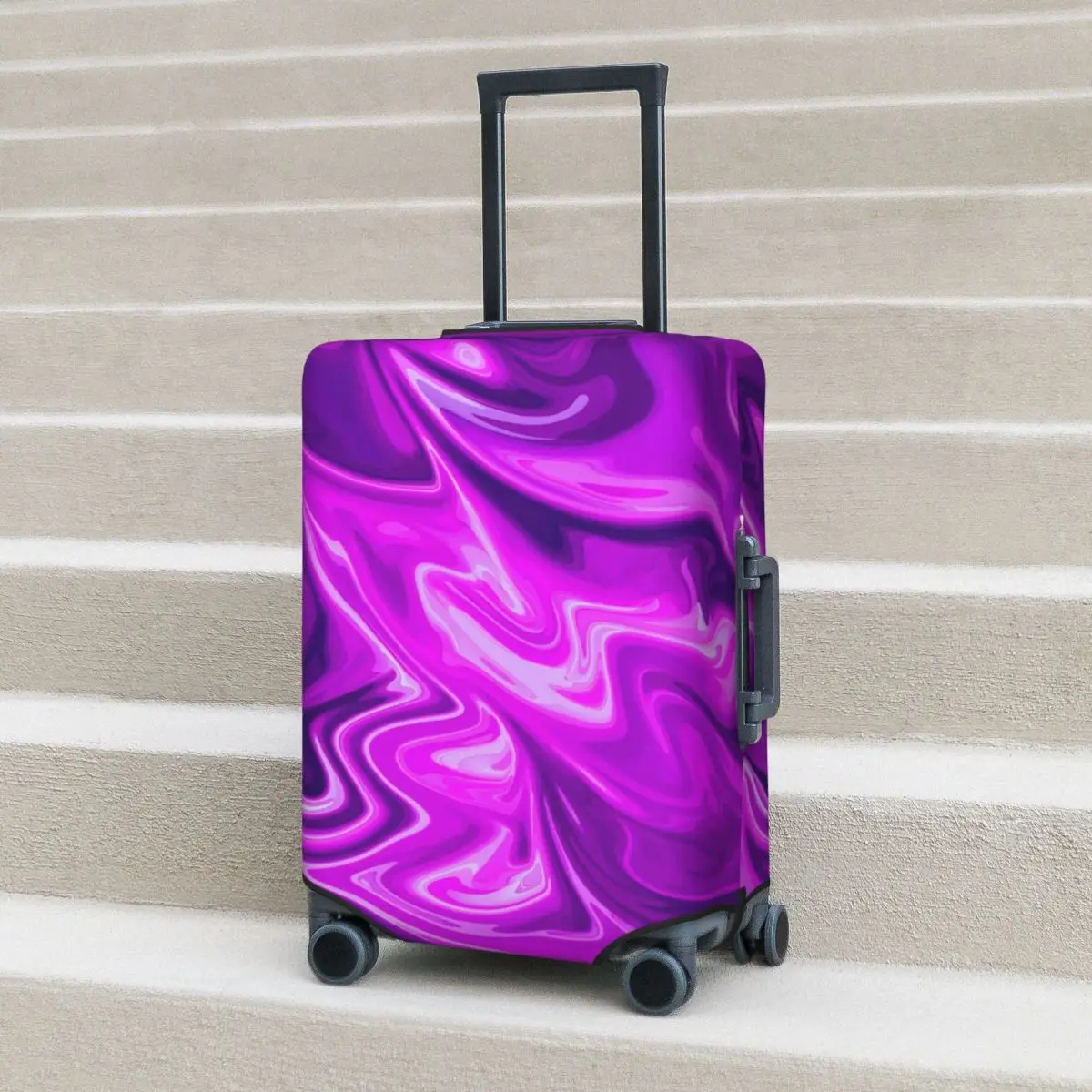 

Purple Marble Print Suitcase Cover Abstract Liquid Holiday Business Fun Luggage Case Protection