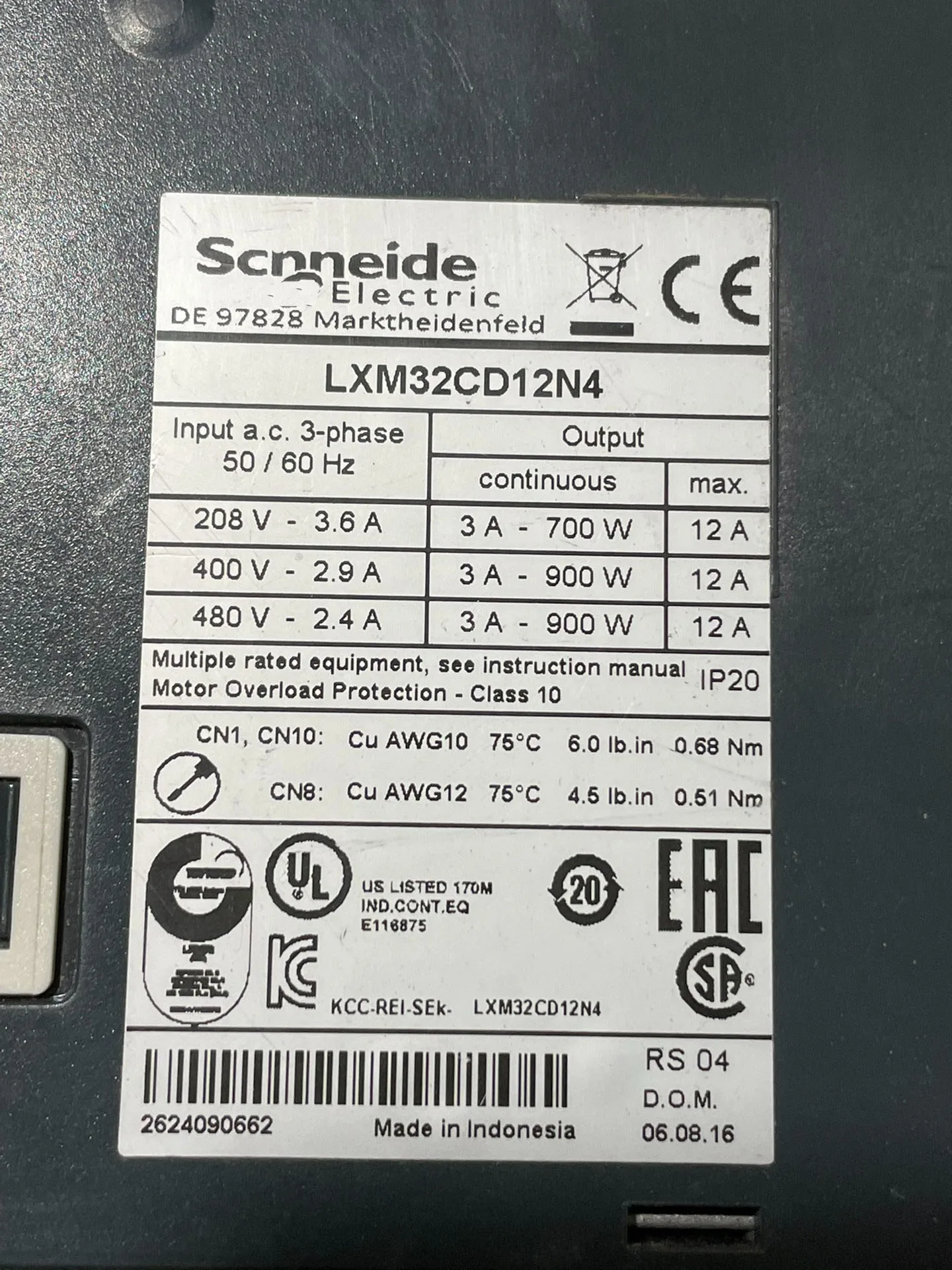 LXM32CD12N4 Сервопривод для Schneider LXM32CD12N4