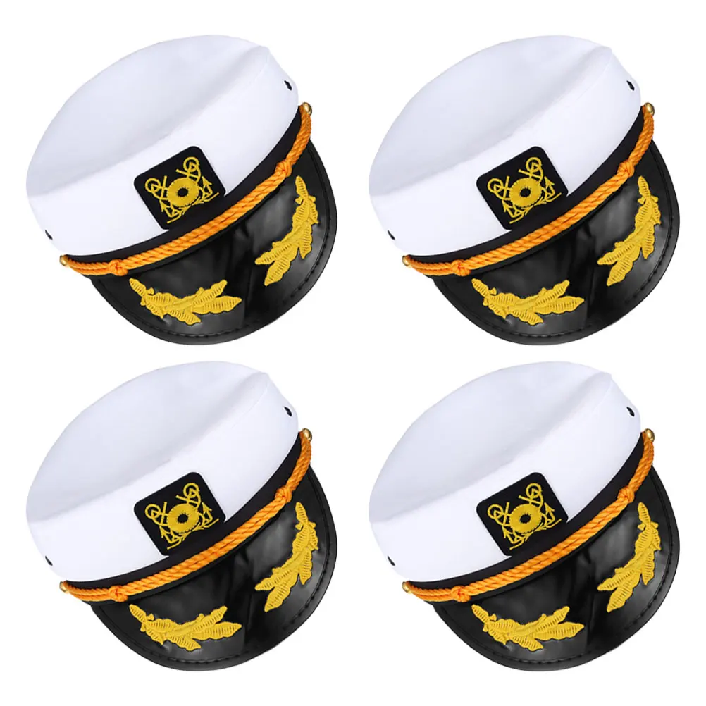 

4Pcs Embroidered Navy Captain Hats Adjustable Sailor Caps for Boating Marine Costume Admiral Sea Hat