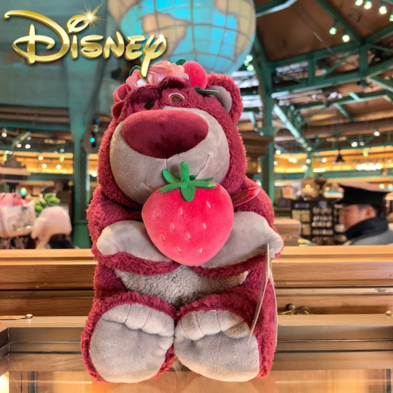 

Original Disney Cute Hug Strawberry Bear Plush Toy Cartoon Anime Strawberry Bear Plush Doll Sleep Pillow Christmas Birthday Gift