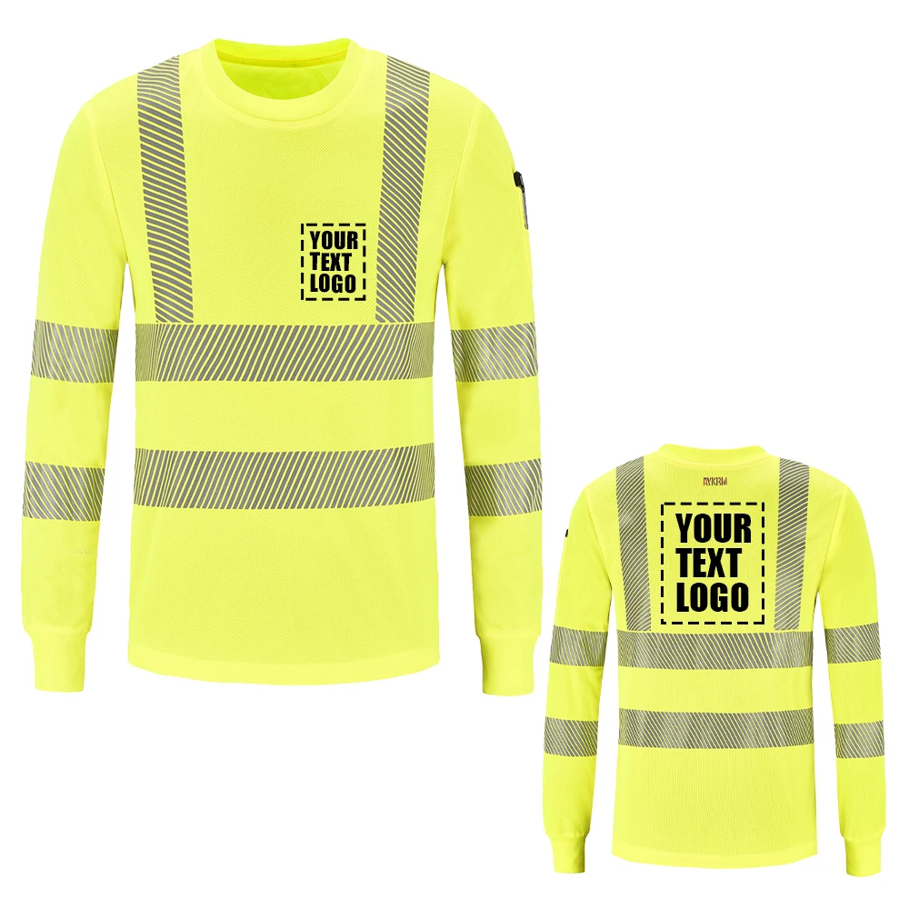 

AYKRM Fluorescent High Visibility Shirts Reflective Safety Polo t-Shirt Long Sleeve Hi Vis Vest Quick Dry Construction Work