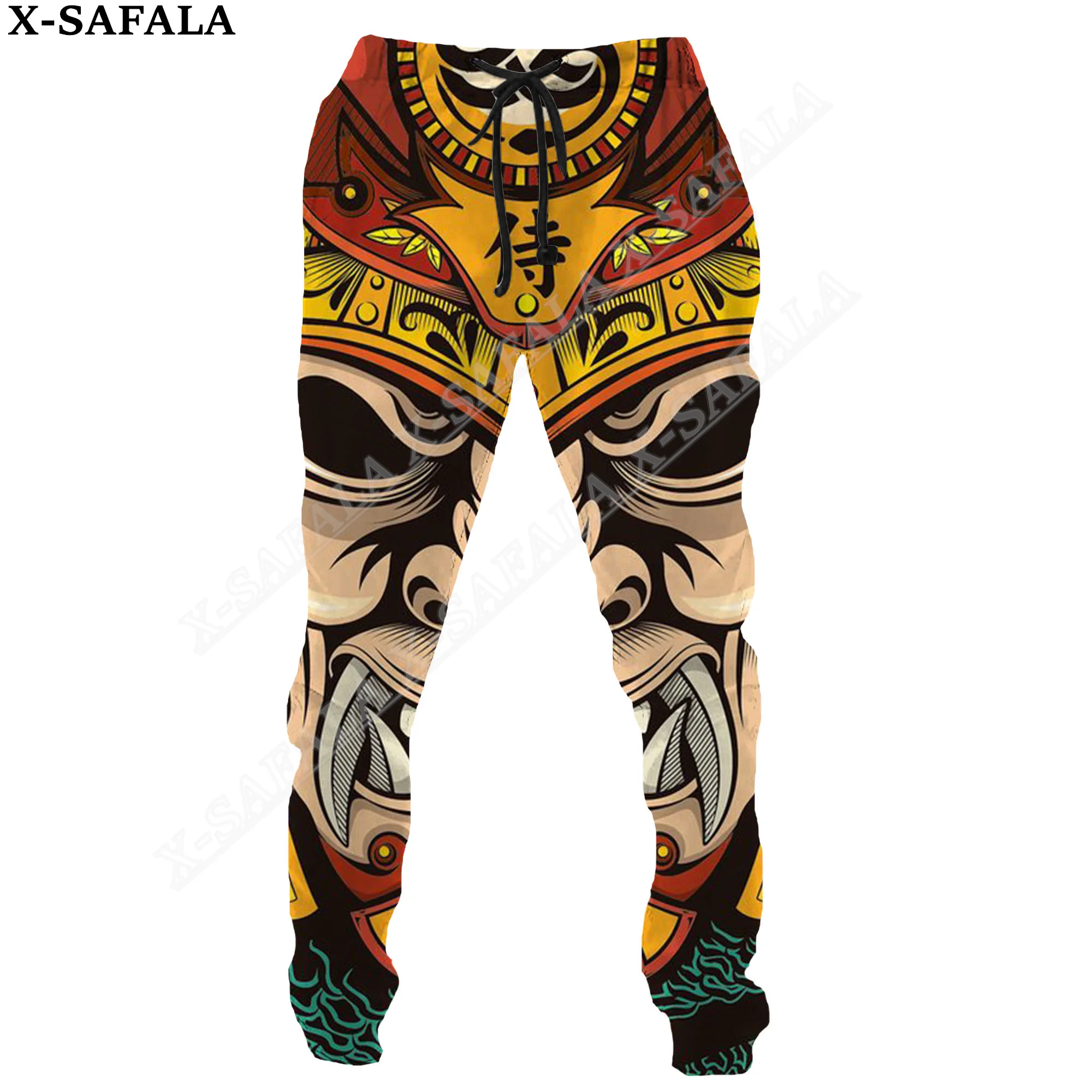 Japanse Samurai Masker Warrior Print Broek Mannen Joggingbroek Met Lange Joggingbroek Streetwear Lente Herfst Sportbroek-5