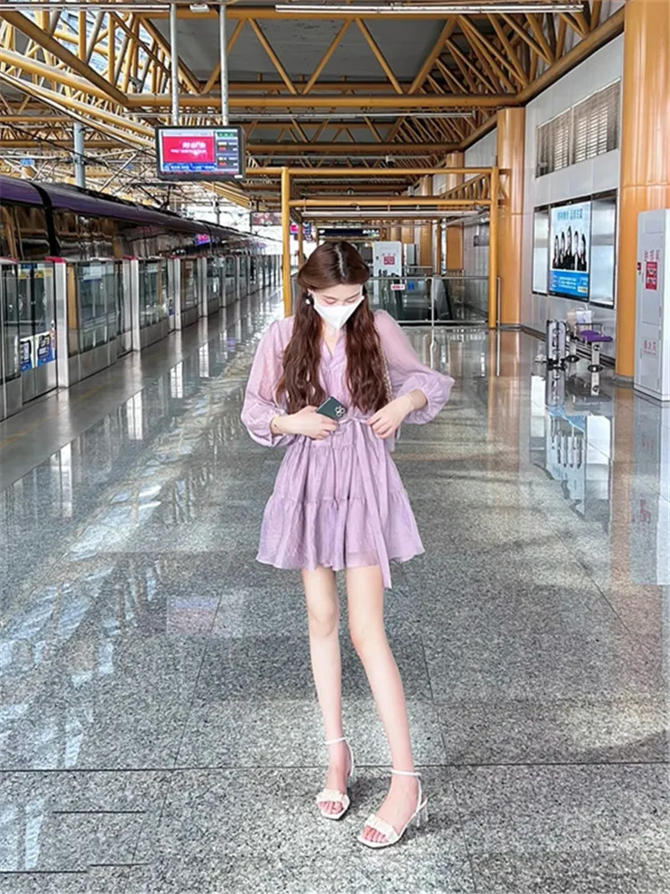 

Plus Size Ele Purple Dr Women's Faion Autumn Season Beautiful Design A-Line Skirt High Waist Zipper Closure ort Sve