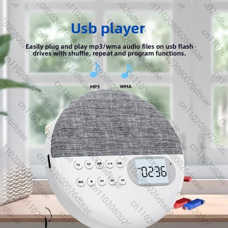 Rechargeable CD Walkman Player Smart Audio Player Bluetooth USB Language Learning Device with External Speaker