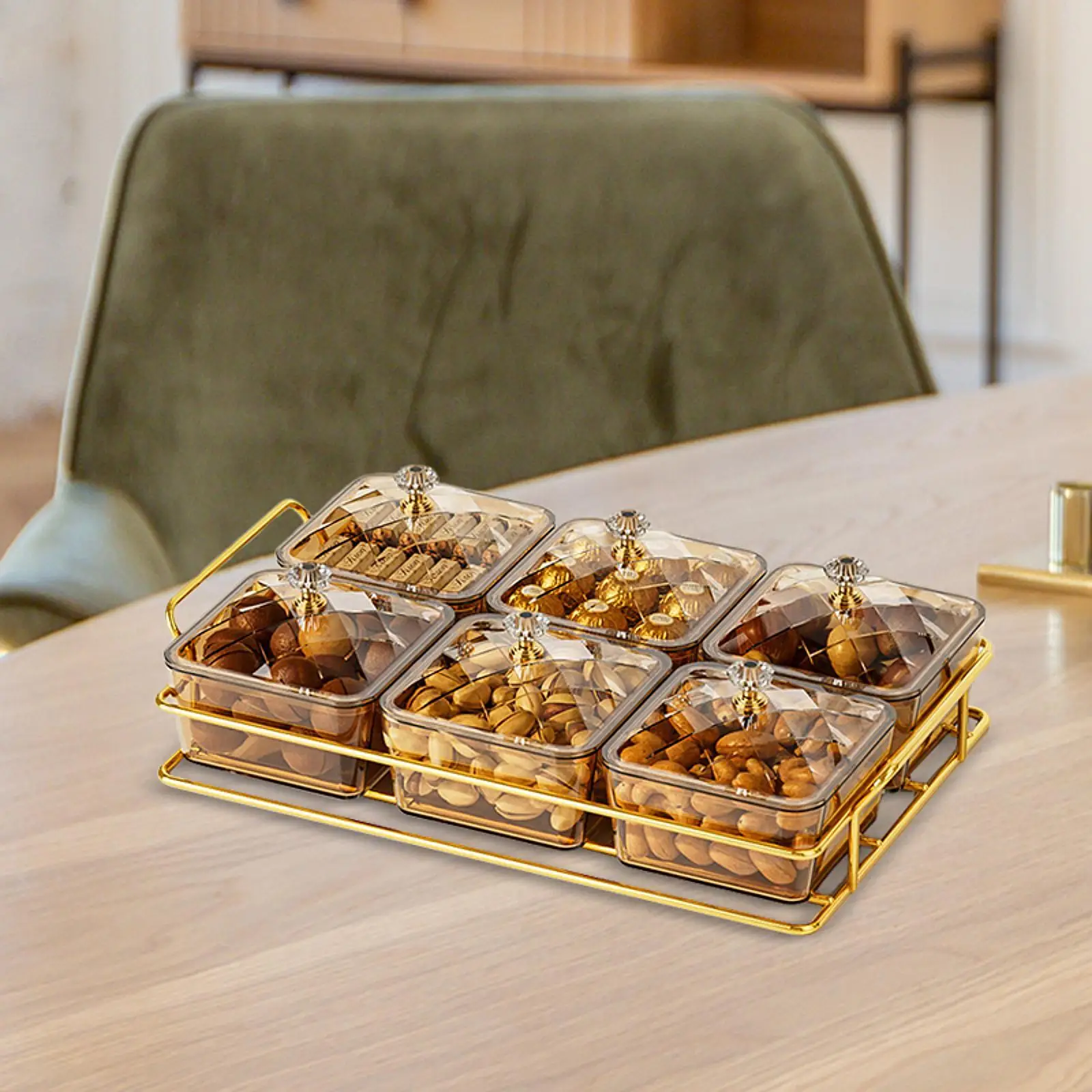 Dry Fruit Tray with Lid Decoration Food Display Dish Divided Snacks Dish for Centerpiece Dining Room Festive Desktop Restaurant