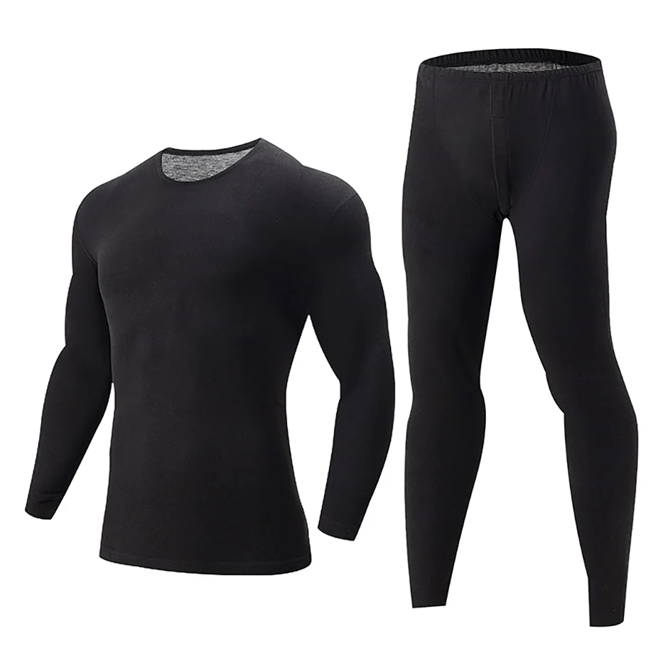 2/4 Stück Herren Einfarbig Einfache Herbst Und Winter Thermo-unterwäsche Bequeme Und Lässige Bottoming Unterwäsche Teenager Pyjama – Detail 4